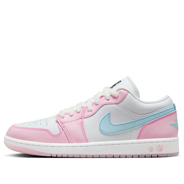 Air Jordan ジョーダン レディース スニーカー White/White/Pink Foam/Glacier Blue 【(WMNS) Air Jordan 1 Low SE 'Paw Print Pink Foam' HM3706-141】 サイズ US_9(26.0cm)|asty
