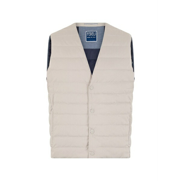 フェデーリ メンズ コート アウター Padded quilted vest Neutrals|asty