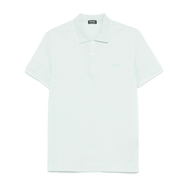 ゼニア メンズ ポロシャツ トップス Logo-embroidered polo shirt Blue|asty