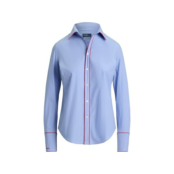 ラルフローレン レディース シャツ トップス Contrast-piping stretch shirt Blue｜asty 41,470円