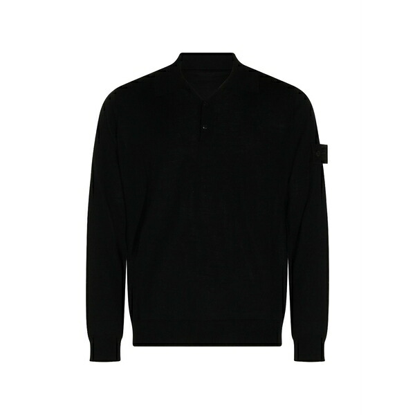 ストーンアイランド メンズ ポロシャツ トップス Logo-patch polo shirt Black|asty