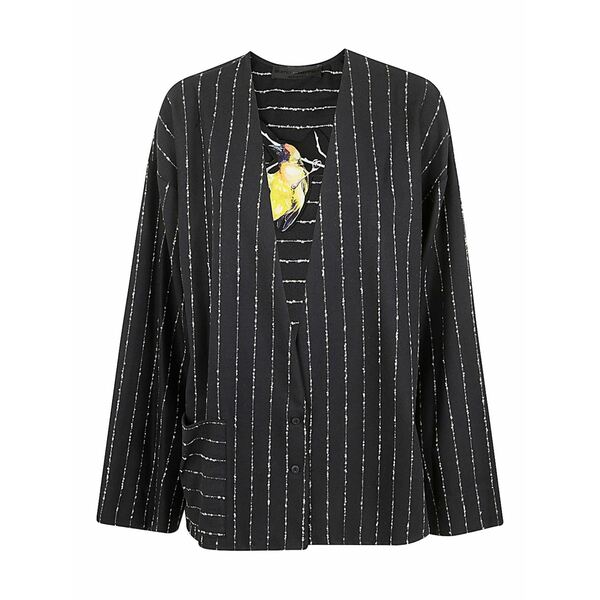 マリアカルデララ レディース ジャケット＆ブルゾン アウター Striped pocket jacket Black｜asty