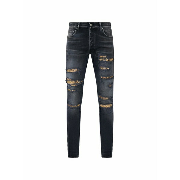 アミリ メンズ デニムパンツ ボトムス Snake thrasher denim skinny jeans Black|asty
