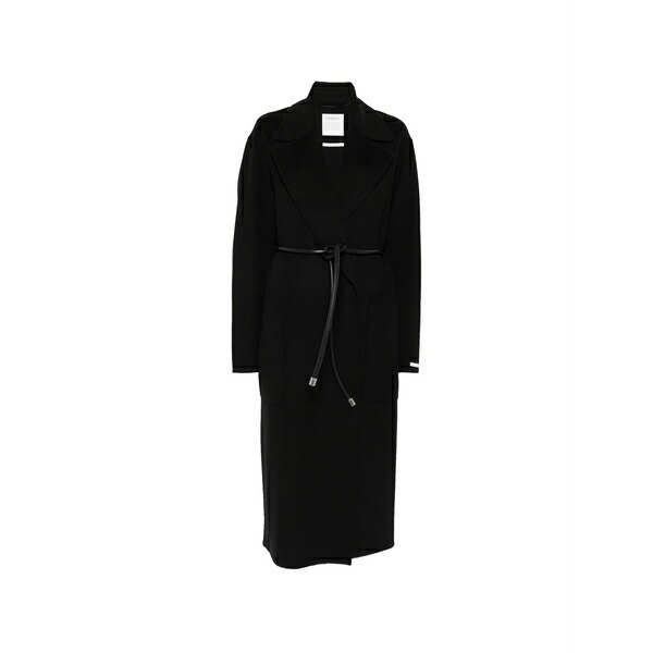 スポーツマックス レディース コート アウター Zannata belted notch-lapel coat Black|asty