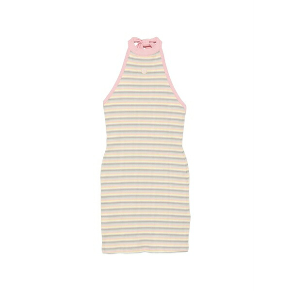 アミリ レディース ワンピース トップス Striped halterneck mini dress Pink｜asty