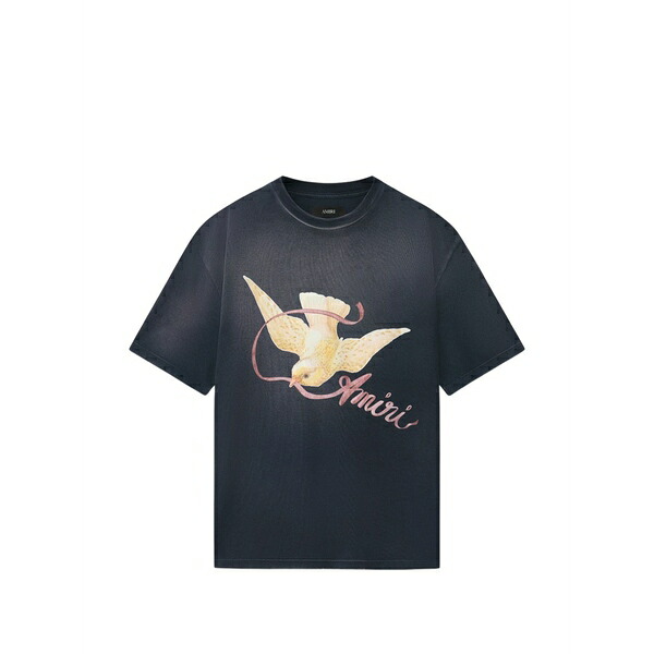 アミリ メンズ Tシャツ トップス Bird-print oversized t-shirt Black|asty