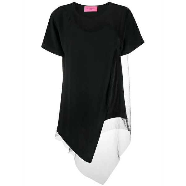 ビクターアンドロルフ レディース Tシャツ トップス Floating time mesh-panel t-shirt Black|asty