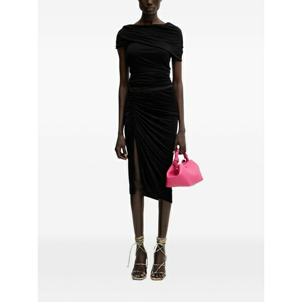 リックオウエンスリリーズ レディース Tシャツ トップス Lola ruched boat-neck top Black|asty