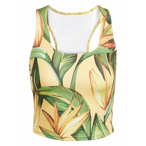 ファーム リオ レディース カットソー トップス Floral-print racer top Yellow|asty