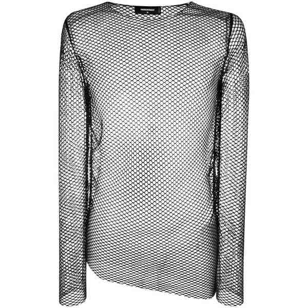 ディースクエアード メンズ Tシャツ トップス Long-sleeve mesh top Black｜asty