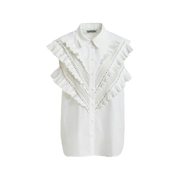 エッセンシャルアントワープ レディース シャツ トップス Ruffled lace shirt White｜asty
