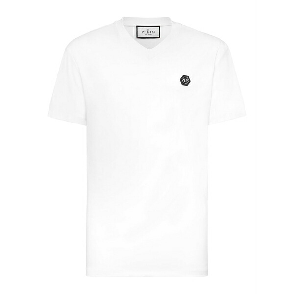 フィリップ飾り気の無い メンズ ティーシャツ トップス V-neck t-shirt White Tシャツ・カットソー-トップス-メンズファッション