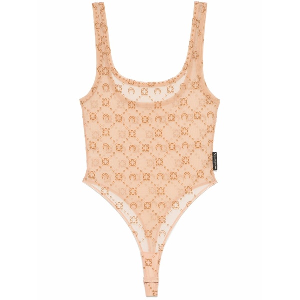 マリーン セル レディース カットソー トップス Mesh flocked bodysuit Neutrals｜asty