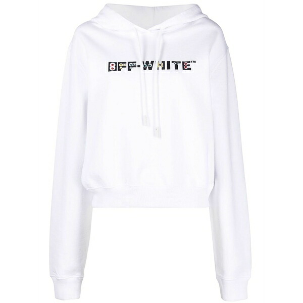 象牙色 レディース パーカー・スウェットシャツ アウター Rhinestone-embellished logo hoodie White