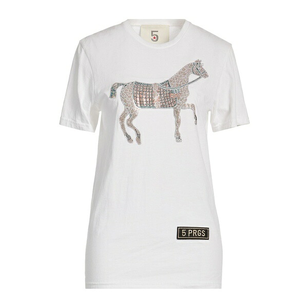 【貨物輸送無料】 ファイブ・プログレス レディース ティーシャツ トップス T-shirts White