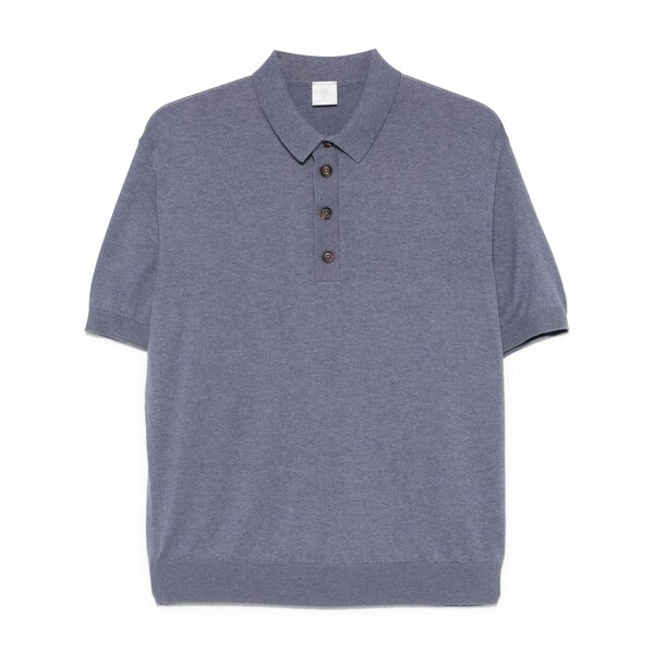イレブンティ メンズ ポロシャツ トップス Fine-knit polo shirt Blue|asty