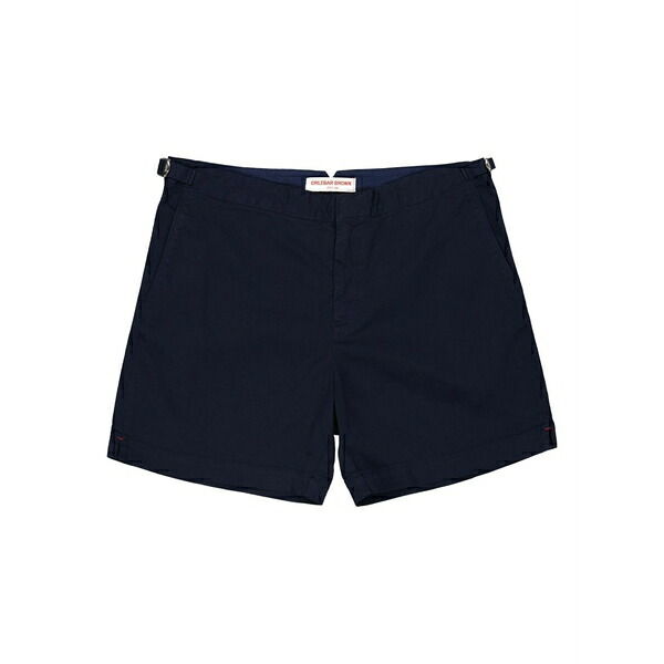 オールバー ブラウン メンズ カジュアルパンツ ボトムス Buckle-fastening cotton shorts Blue|asty
