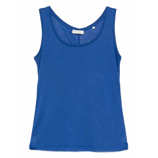 マルコポーロ レディース カットソー トップス Scoop-neck ribbed top Blue|asty