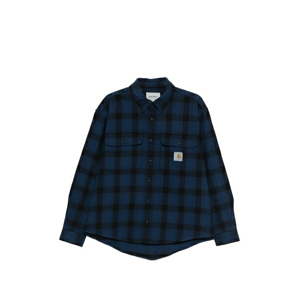 鉄道車両ハート形 メンズ プルオーバー トップス Check flap-pocket shirt Blue