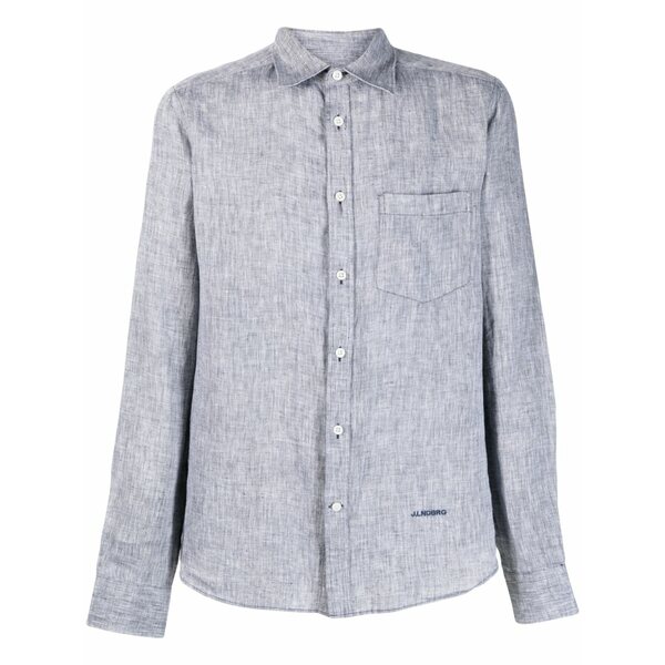 ジェイ リンドバーグ メンズ シャツ トップス M茫漏lange-effect long-sleeve linen shirt Grey｜asty