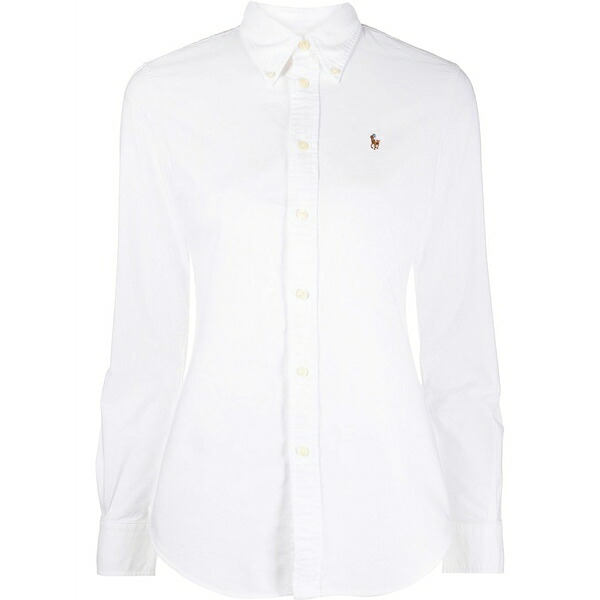 ラルフローレン レディース シャツ トップス Logo-embroidered oxford shirt White｜asty