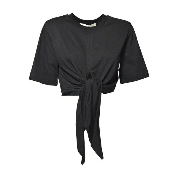 ナインミニッツ レディース プルオーバー トップス Knotted short-sleeved top Black