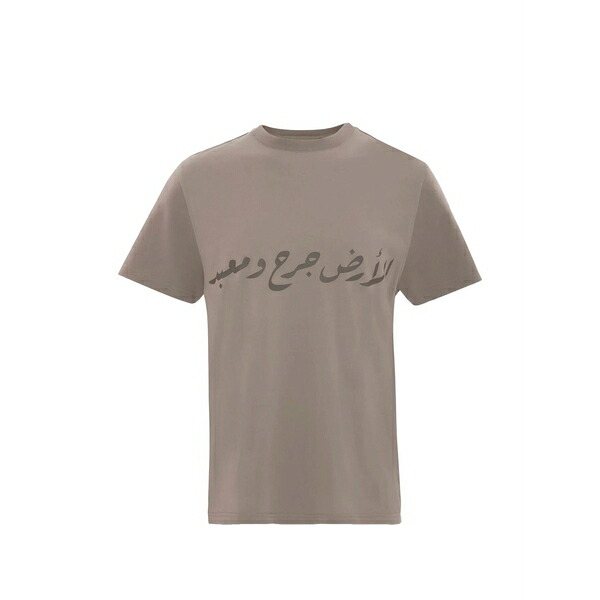 カシミ メンズ Tシャツ トップス Arabic-lettering t-shirt Brown｜asty