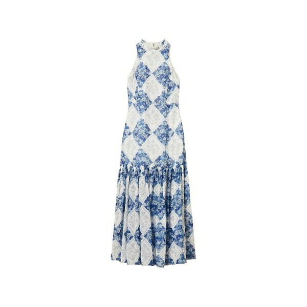 ツインセット レディース ワンピース トップス Floral-print maxi dress Blue｜asty