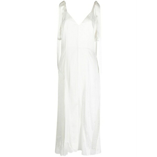 ゴエンジェイ レディース ワンピース トップス V-neck lace-trim midi dress White｜asty