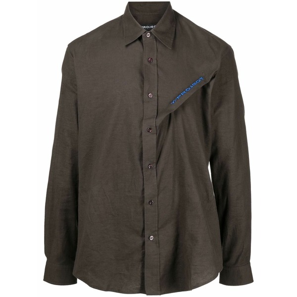 ワイプロジェクト メンズ シャツ トップス Long-sleeve button-fastening shirt Grey｜asty
