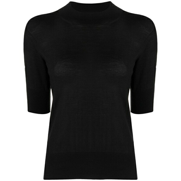 ジル・サンダー レディース 編み物\u0026スウェーター アウター Short sleeve fine-knit top  Black