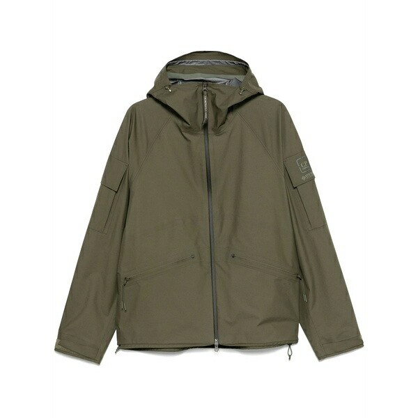 シーピーカンパニー メンズ ジャケット&ブルゾン アウター Logo-patch hooded jacket Green|asty
