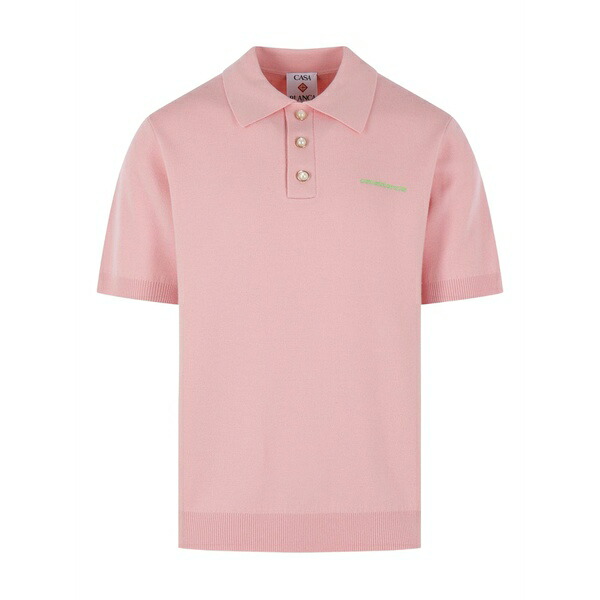 カサブランカ メンズ ポロシャツ トップス Logo-detail polo shirt Pink｜asty