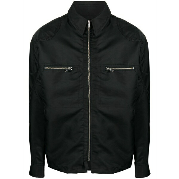 ゲーエムベーハー メンズ ジャケット&ブルゾン アウター Zip-up shirt jacket Black|asty