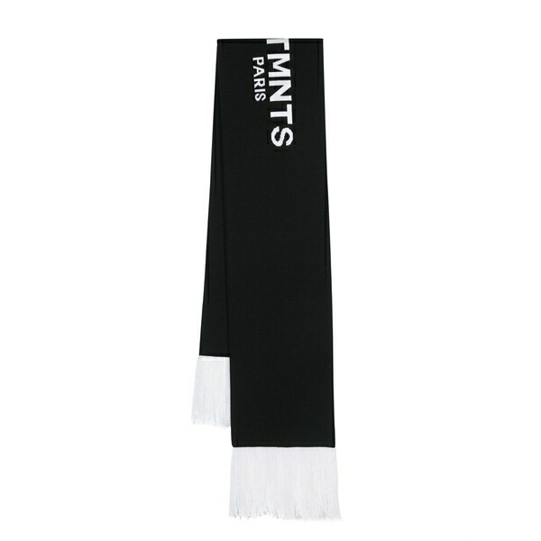 ブイティーエムエヌティーエス メンズ えり巻き・袈裟・えり巻き 付属物 Intarsia-knit logo frayed scarf Black