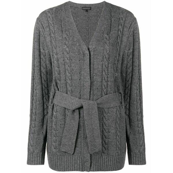 カシミヤ はたご屋 優しいこと レディース ジレー アウター Cashmere blend cable knit cardigan Grey