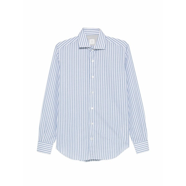 イレブンティ メンズ シャツ トップス Vertical-stripe spread-collar shirt White|asty