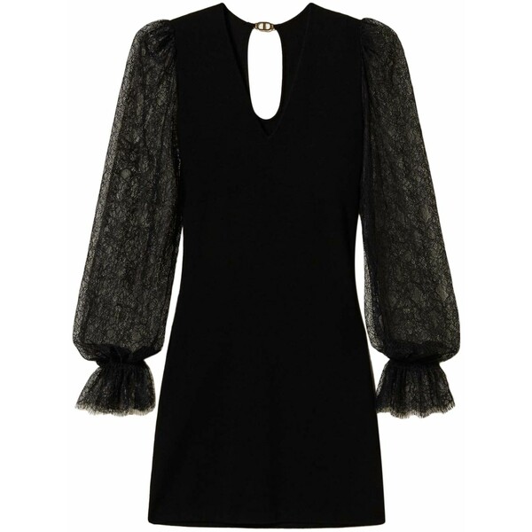ツインセット レディース ワンピース トップス Lace-detail knitted dress Black｜asty