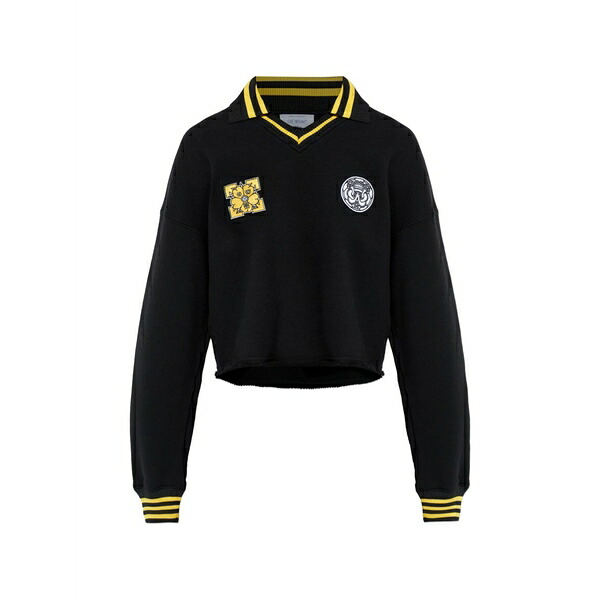 象牙色 レディース 編み物\u0026プルオーバー アウター Appliqu??-detail cropped jumper Black