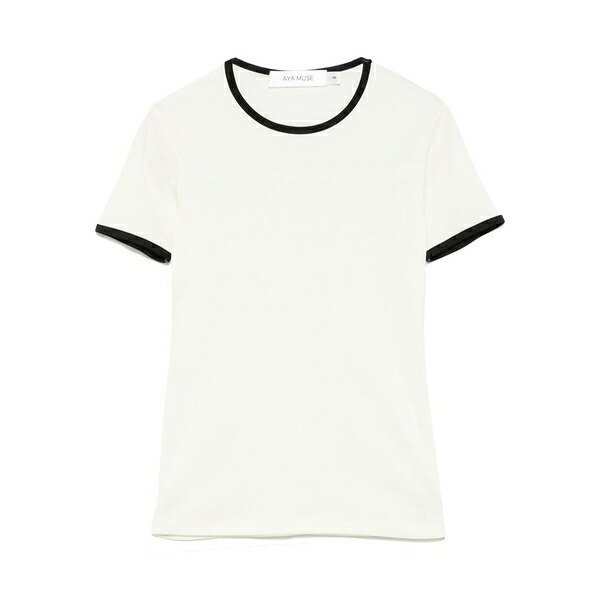 アヤ ミューズ レディース Tシャツ トップス Contrast-trim t-shirt Neutrals|asty