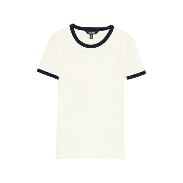 ラルフローレン レディース Tシャツ トップス Crew-neck trim t-shirt Neutrals｜asty