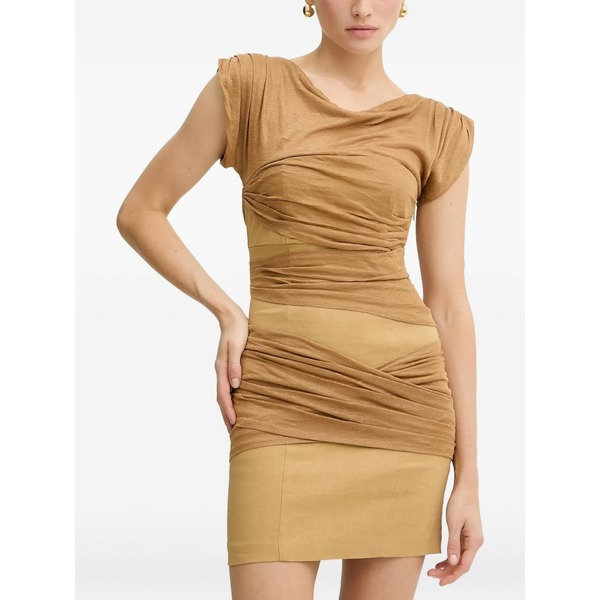 ピンコ レディース 衣装 トップス Draped-panel mini dress Brown
