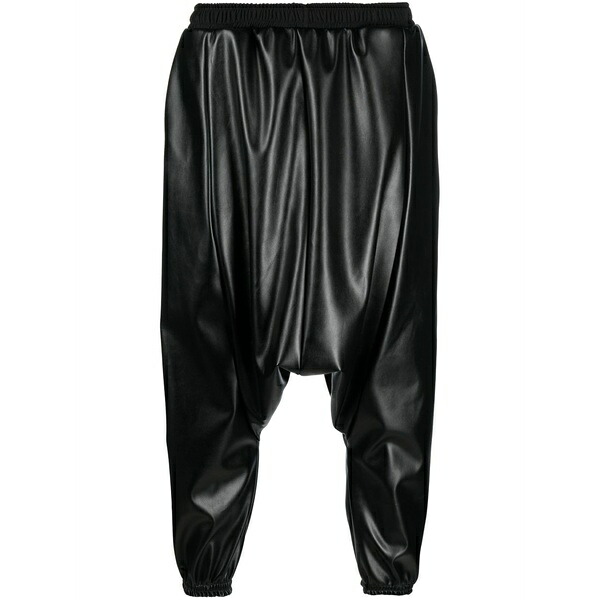 アルケミー メンズ 心地好いズボン下 ボトムス Drop-crotch faux-leather trousers Black