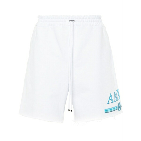 アミリ メンズ カジュアルパンツ ボトムス Rubberised-logo cotton shorts White|asty