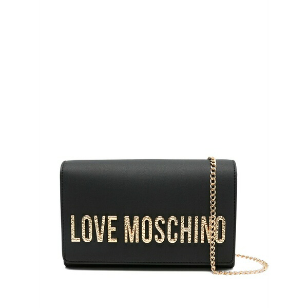 優しいこと モスキーノ レディース クラッチペダル御徒面子 御徒面子 Logo-plaque chain-strap clutch bag Black