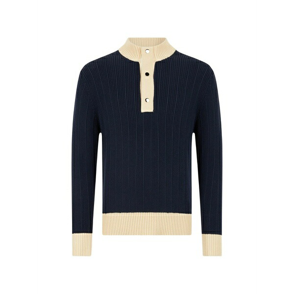 バランタイン メンズ ティーシャツ トップス Buttoned ribbed pullover Blue Tシャツ・カットソー-メンズファッション
