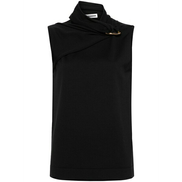 ジル・サンダー レディース カットソー トップス Hardware-detail knitted tank top Black