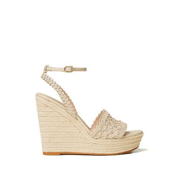 ツイン仕掛ける レディース サンダル シューズ Woven wedged sandals Neutrals