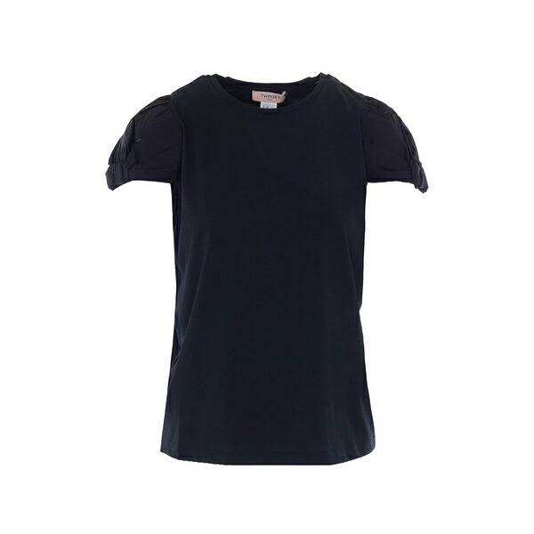 ツイン仕掛ける レディース プルオーバー トップス Crew neck short-seeve t-shirt Black