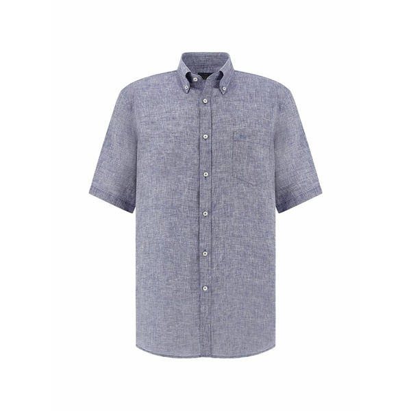 ポールアンドシャーク メンズ シャツ トップス Short-sleeve linen shirt Blue｜asty